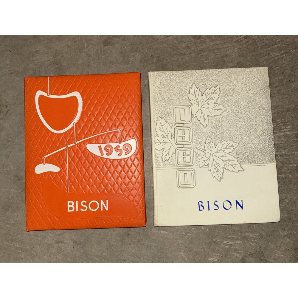 Vintage Yearbooks - 1959 & 1960 Mercer North Dakota High School Bison Hard Cover